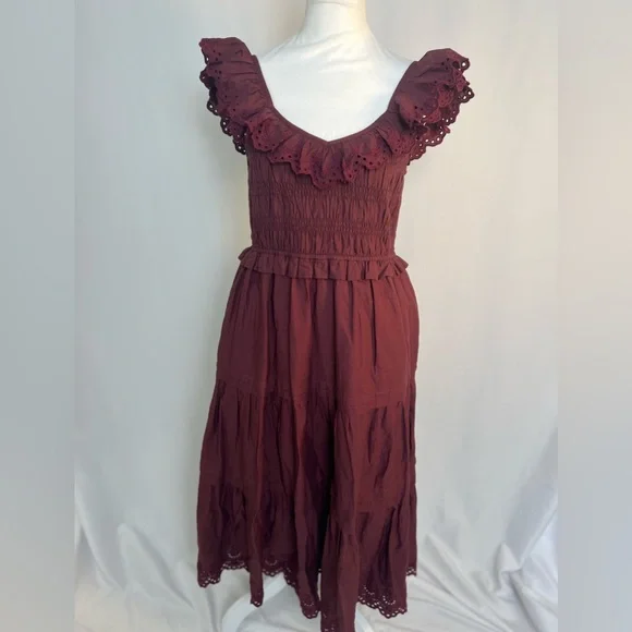 NWOT / Madewell Petite Lucie Embroidered Cotton Midi Dress - Picture 7 of 9